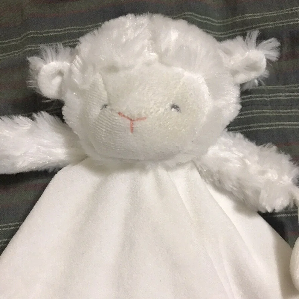 Carters White Sheep Lamb Lovey Security Blanket Pacifier Holder Soft Plush 2016